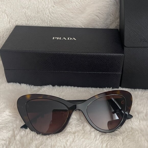 Prada SPR 13Y Havana Acetate Cat-Eye Women's Sunglasses - Picture 5 of 12